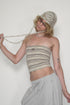SUMMER KNIT BORDER TUBE TOP -BROWN MIX-